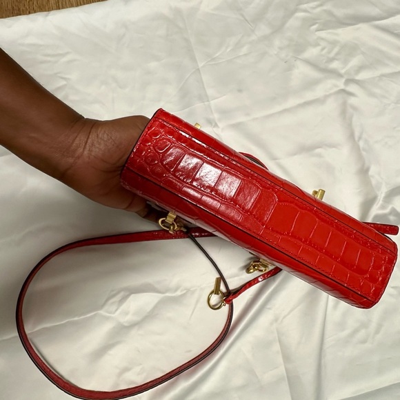 Tory Burch Mini Lee Radziwill Croc Embossed Leather Satchel - Picture 8 of 13